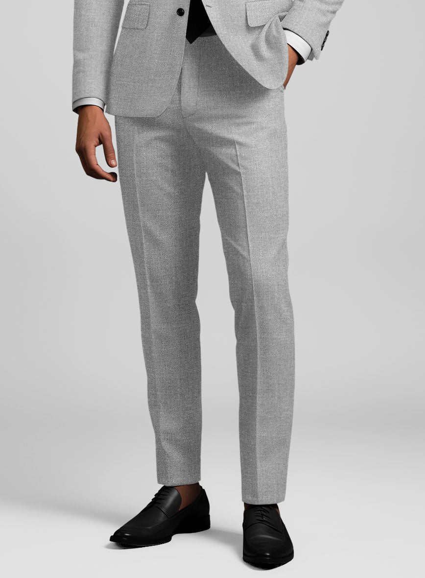 Noble Gray Wool Silk Linen Pants - StudioSuits