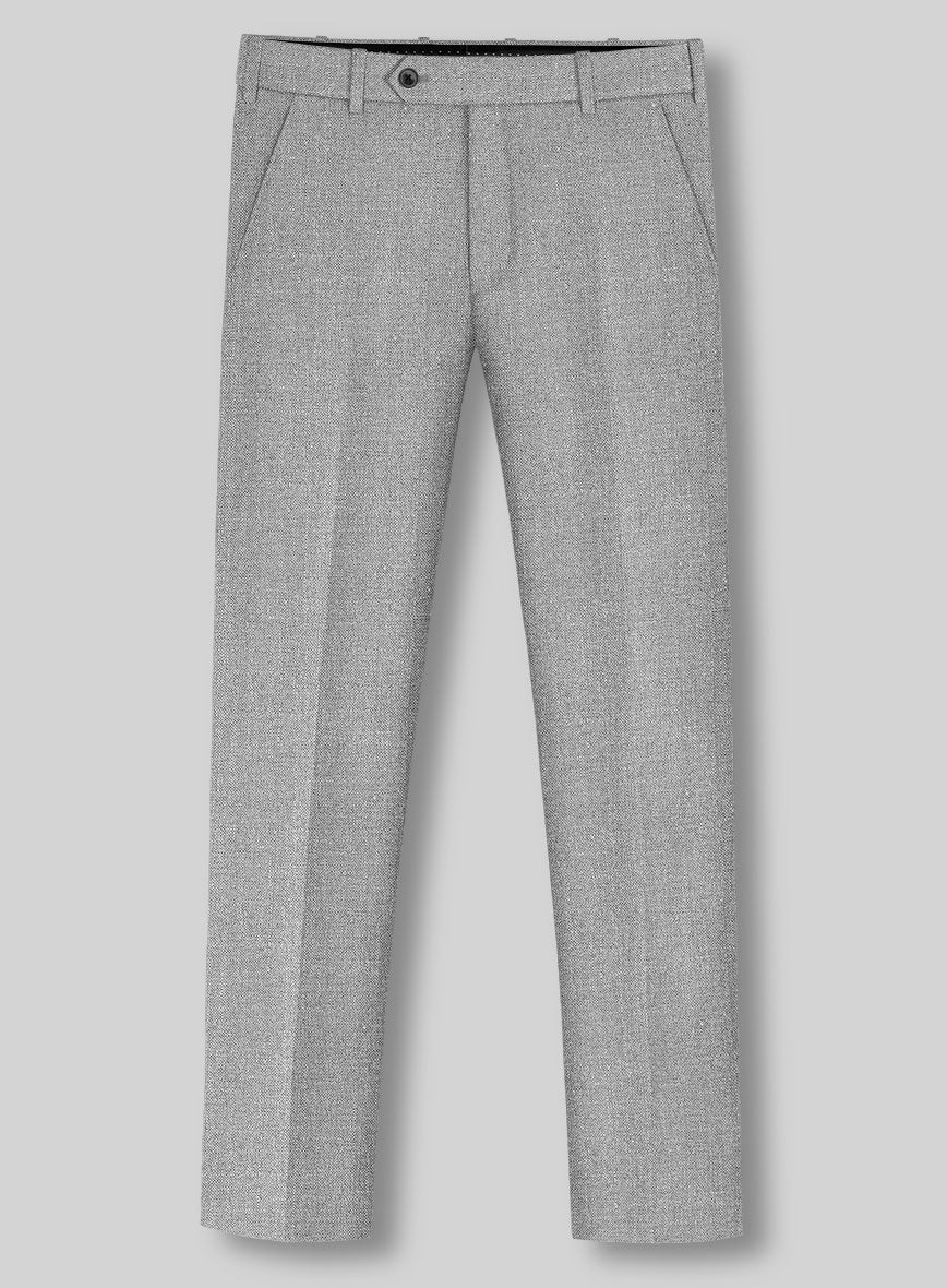 Noble Gray Wool Silk Linen Pants - StudioSuits