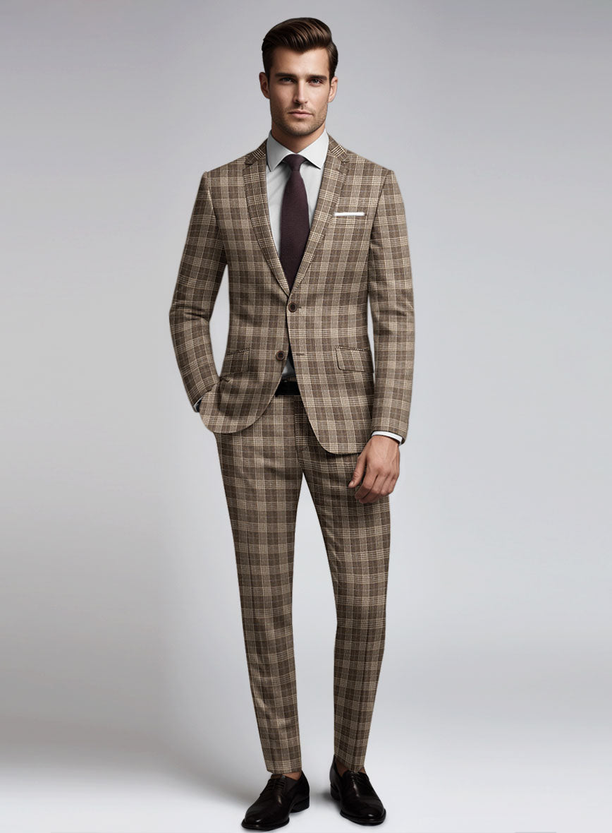 Noble Hugo Brown Wool Silk Linen Suit - StudioSuits