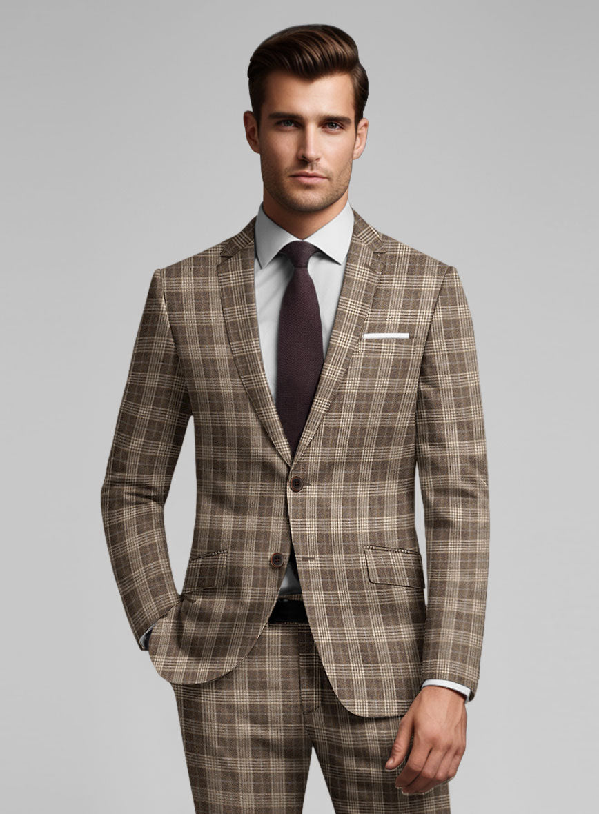 Noble Hugo Brown Wool Silk Linen Jacket - StudioSuits