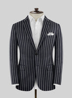 Noble Imelda Blue Stripe Cotton Silk Linen Jacket - StudioSuits