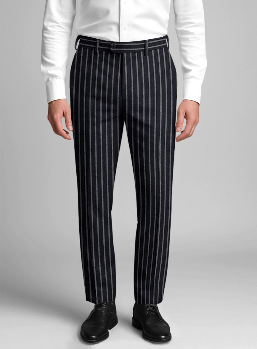 Noble Imelda Blue Stripe Cotton Silk Linen Pants - StudioSuits