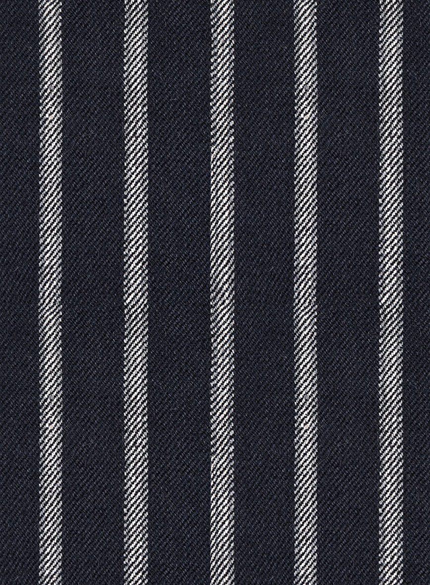 Noble Imelda Blue Stripe Cotton Silk Linen Pants - StudioSuits