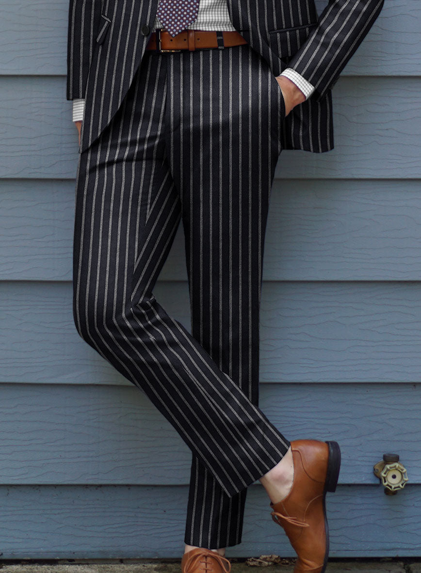 Noble Imelda Blue Stripe Cotton Silk Linen Pants - StudioSuits