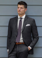 Noble Imelda Blue Stripe Cotton Silk Linen Suit - StudioSuits