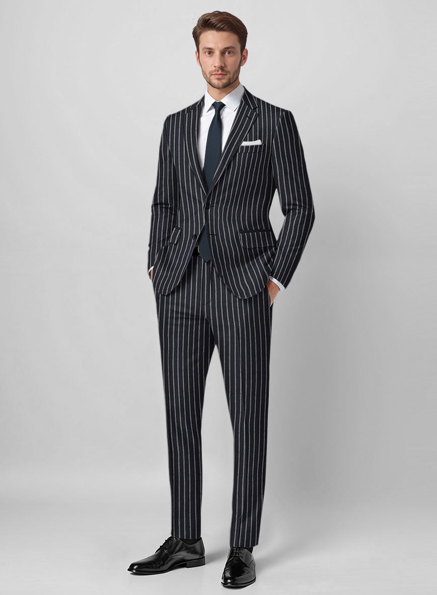 Noble Imelda Blue Stripe Cotton Silk Linen Suit - StudioSuits