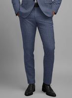 Noble Indigo Blue Wool Silk Linen Pants - StudioSuits
