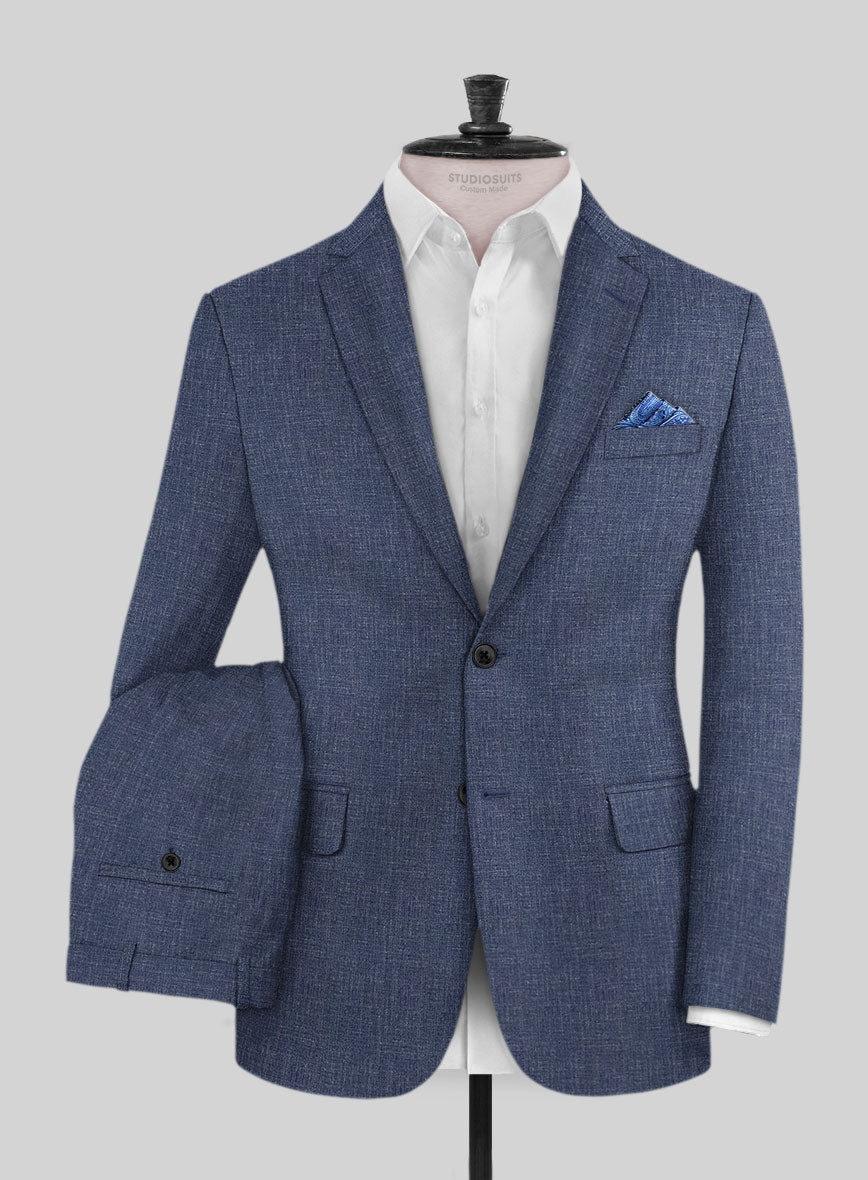 Noble Indigo Blue Wool Silk Linen Suit - StudioSuits