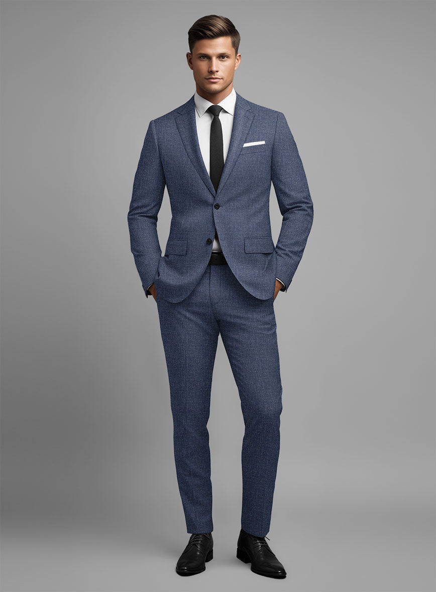 Noble Indigo Blue Wool Silk Linen Suit - StudioSuits