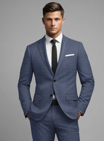 Noble Indigo Blue Wool Silk Linen Suit - StudioSuits