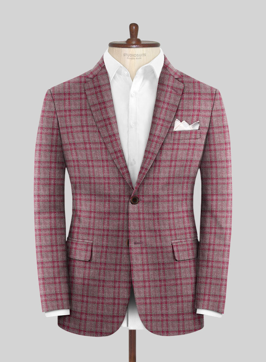 Noble Isadora Check Wool Silk Linen Jacket - StudioSuits