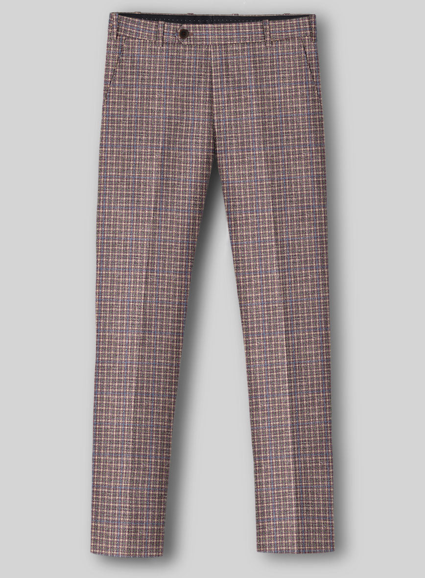 Noble Isidora Check Wool Silk Linen Pants - StudioSuits