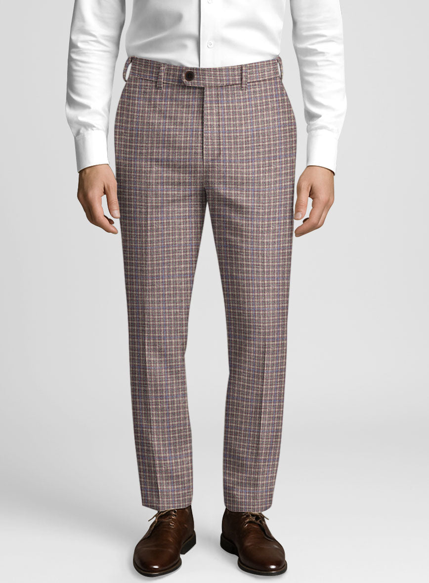 Noble Isidora Check Wool Silk Linen Pants - StudioSuits