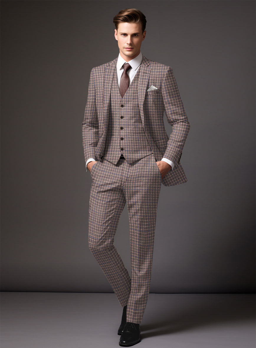 Noble Isidora Check Wool Silk Linen Suit - StudioSuits