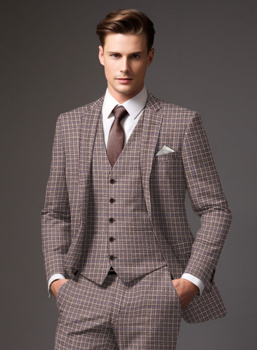 Noble Isidora Check Wool Silk Linen Suit - StudioSuits