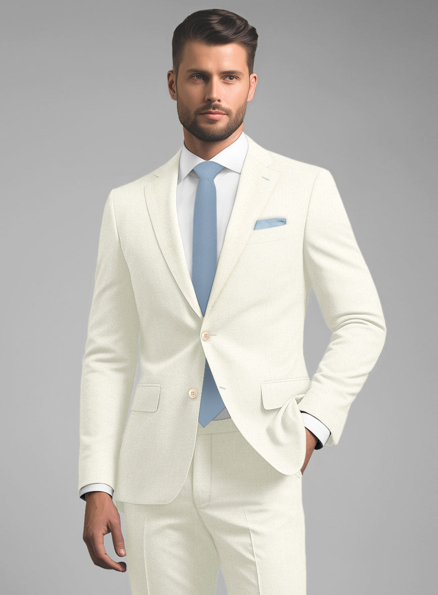 Noble Ivory Wool Silk Linen Jacket - StudioSuits