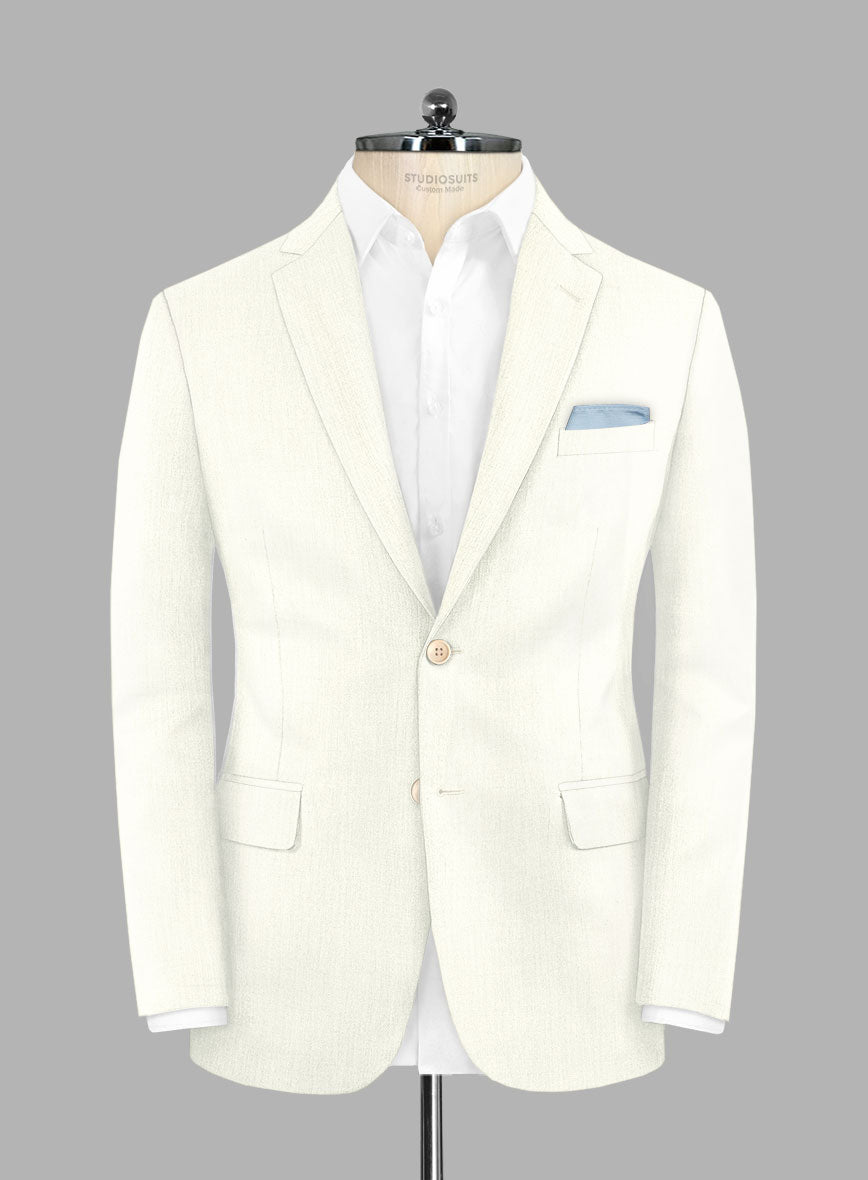 Noble Ivory Wool Silk Linen Jacket - StudioSuits