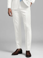 Noble Ivory Wool Silk Linen Pants - StudioSuits