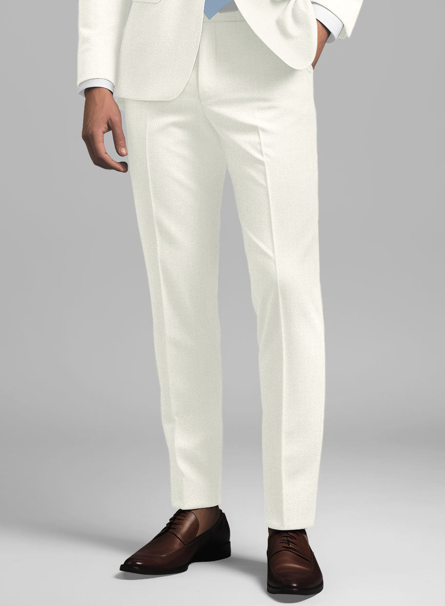 Noble Ivory Wool Silk Linen Pants - StudioSuits