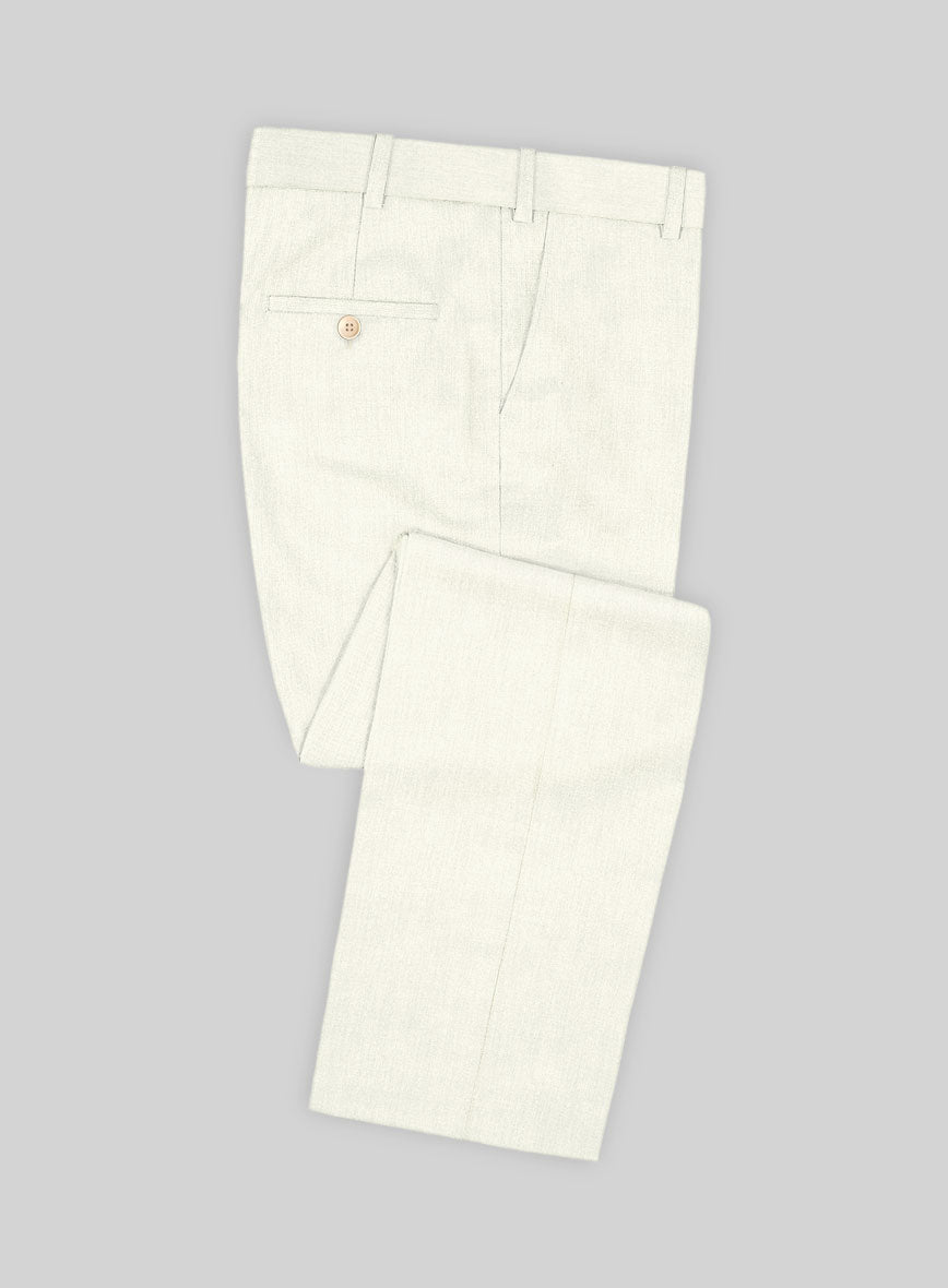 Noble Ivory Wool Silk Linen Pants - StudioSuits