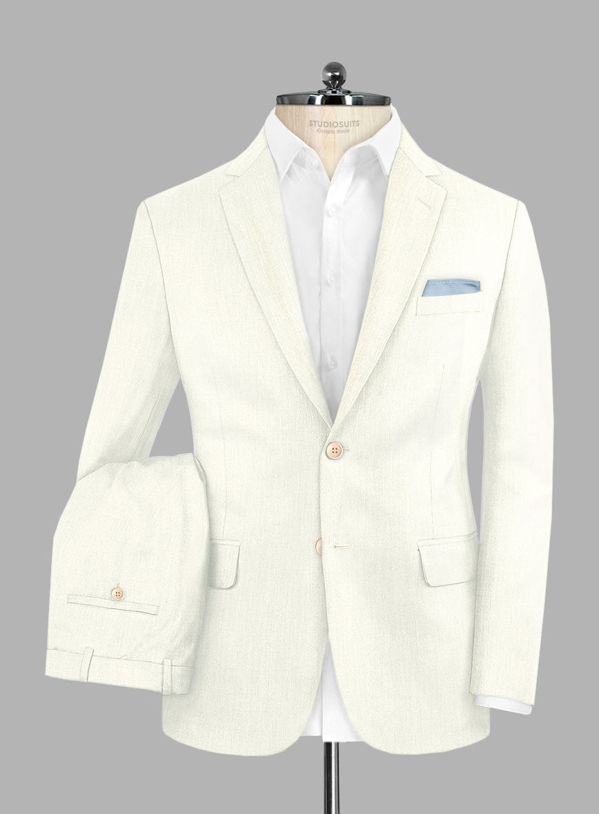 Noble Ivory Wool Silk Linen Suit - StudioSuits