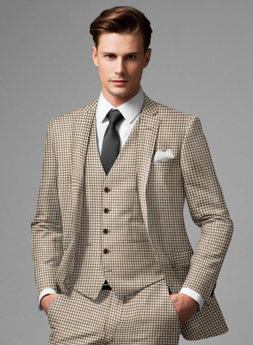 Noble Jaime Houndstooth Wool Silk Linen Suit - StudioSuits