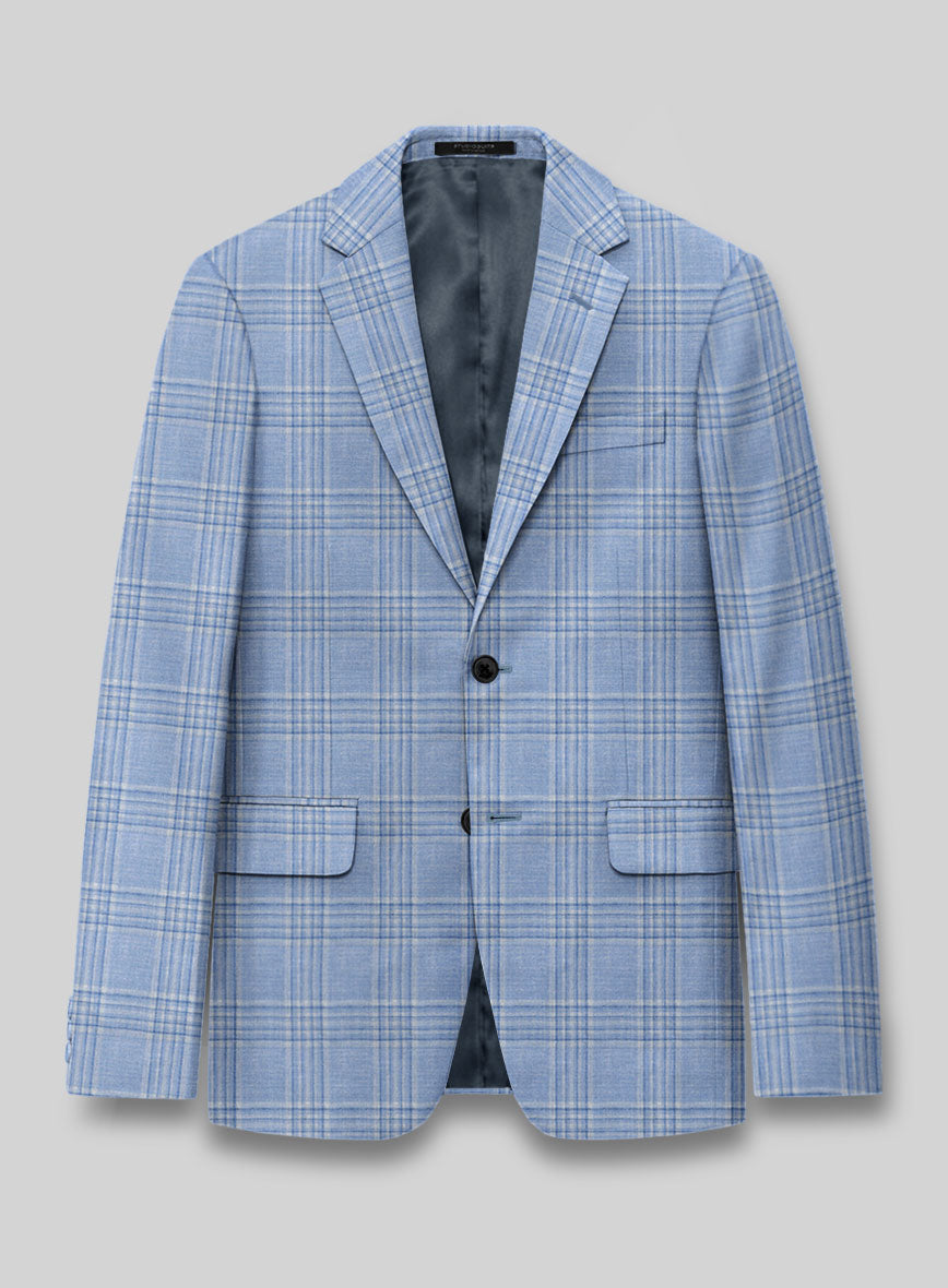 Noble Light Blue Wool Silk Linen Jacket - StudioSuits