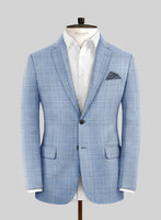 Noble Light Blue Wool Silk Linen Jacket - StudioSuits