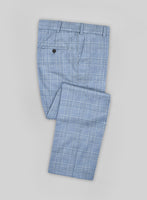 Noble Light Blue Wool Silk Linen Pants - StudioSuits