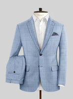 Noble Light Blue Wool Silk Linen Suit - StudioSuits