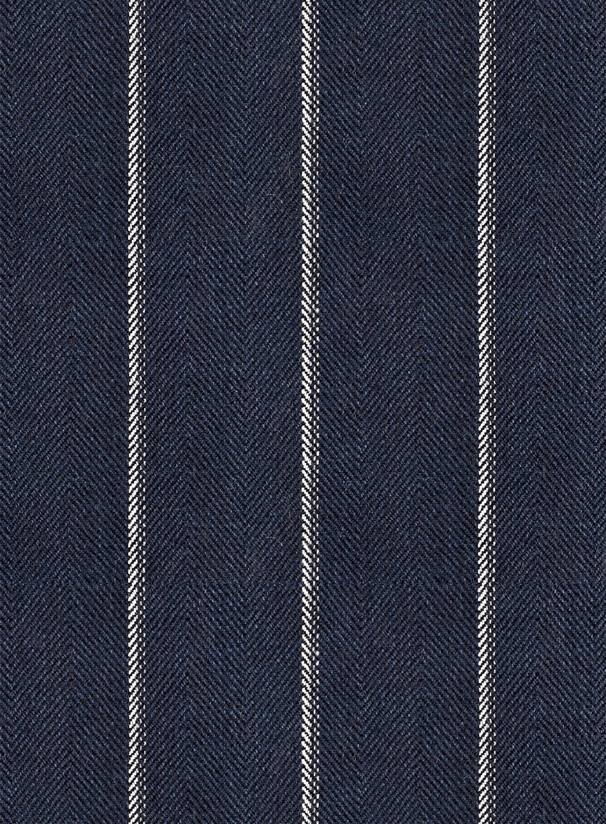 Noble Loredana Blue Stripe Cotton Silk Linen Pants - StudioSuits