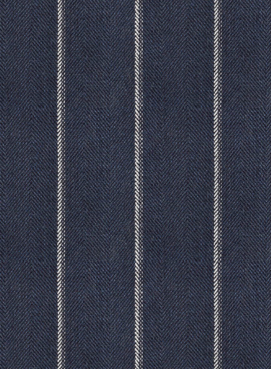 Noble Loredana Blue Stripe Cotton Silk Linen Pants - StudioSuits