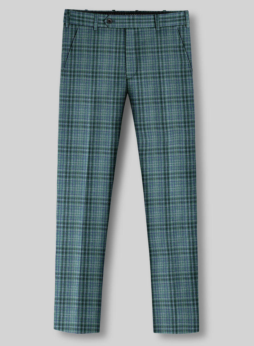Noble Lucinda Check Wool Silk Linen Pants - StudioSuits