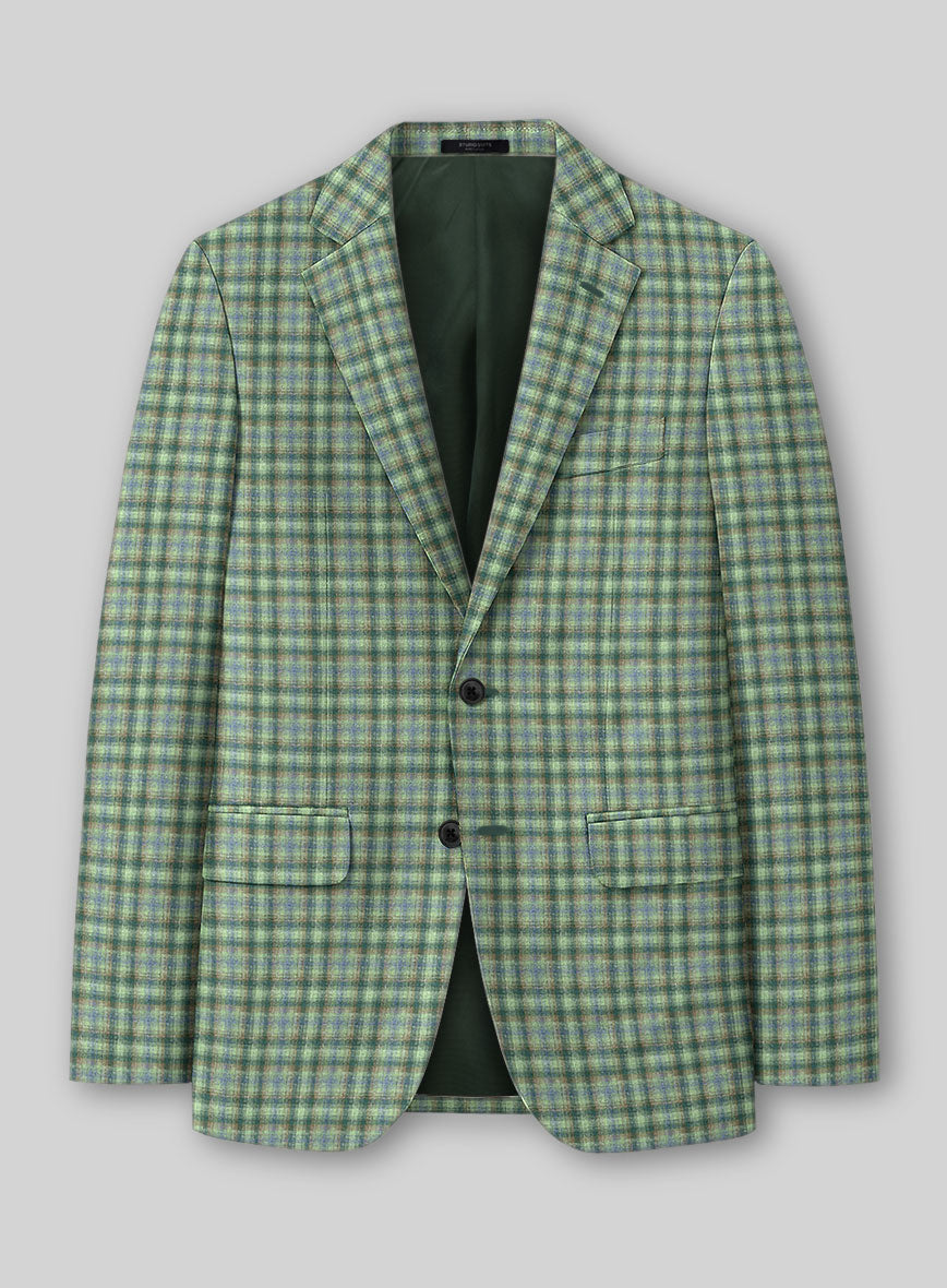 Noble Mariana Green Wool Silk Linen Jacket - StudioSuits