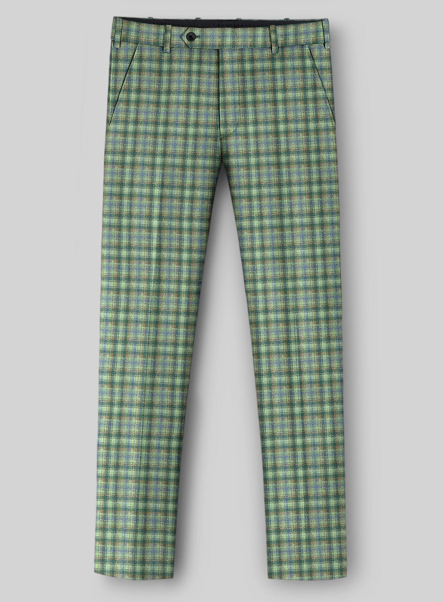 Noble Mariana Green Wool Silk Linen Pants - StudioSuits