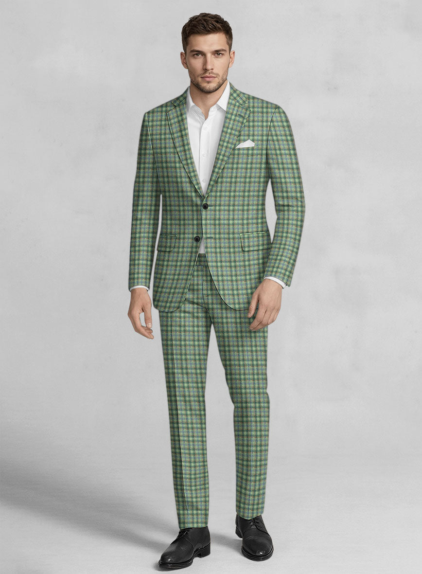 Noble Mariana Green Wool Silk Linen Suit - StudioSuits