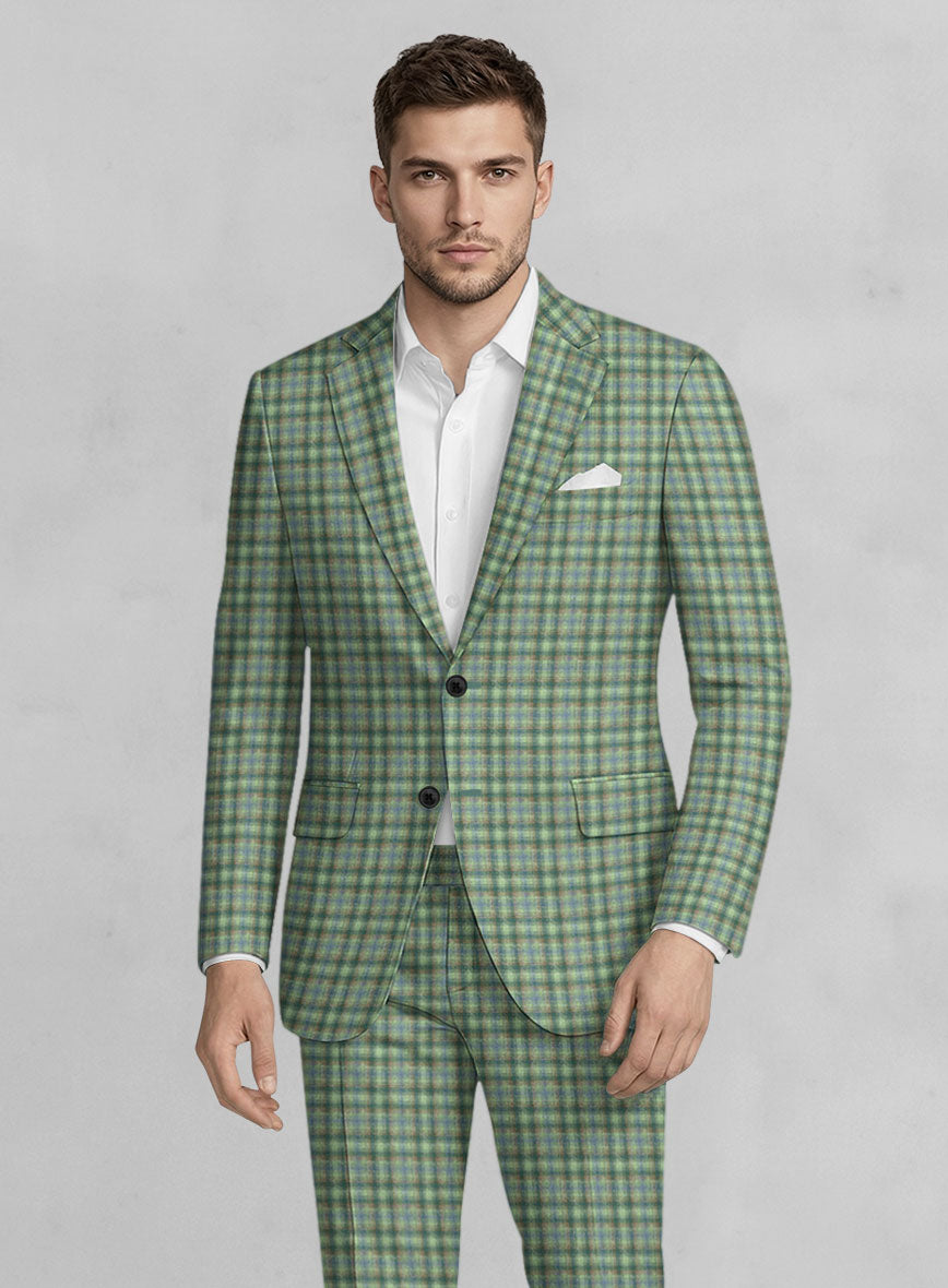 Noble Mariana Green Wool Silk Linen Jacket - StudioSuits