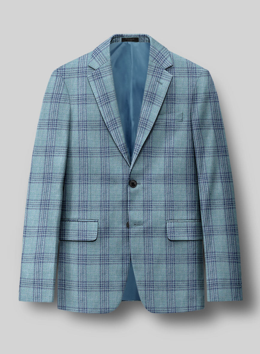 Noble Manuelita Blue Wool Silk Linen Jacket - StudioSuits