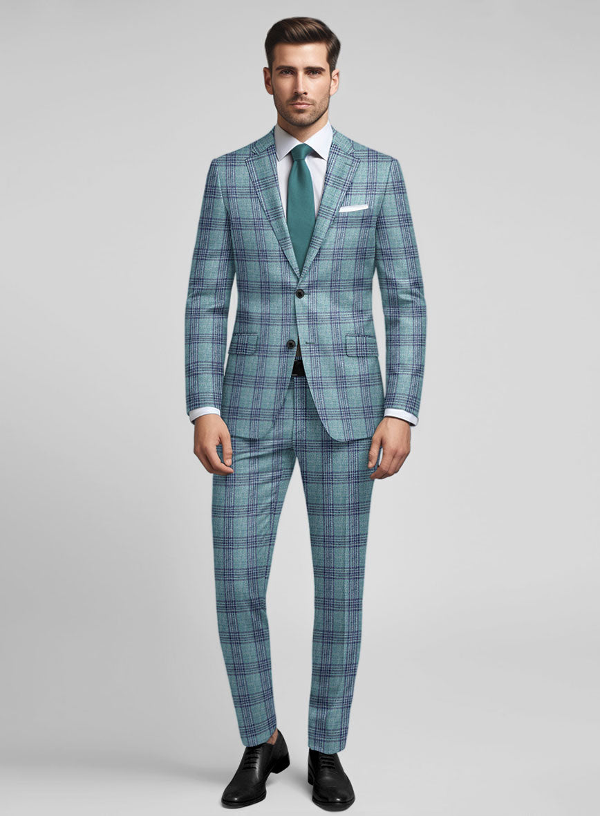 Noble Manuelita Blue Wool Silk Linen Suit - StudioSuits