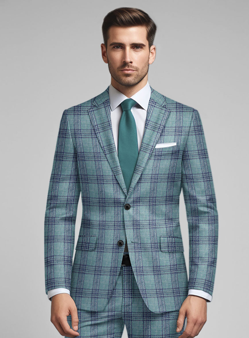 Noble Manuelita Blue Wool Silk Linen Jacket - StudioSuits