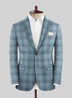 Noble Manuelita Blue Wool Silk Linen Jacket - StudioSuits