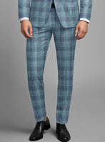 Noble Manuelita Blue Wool Silk Linen Pants - StudioSuits