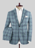 Noble Manuelita Blue Wool Silk Linen Suit - StudioSuits