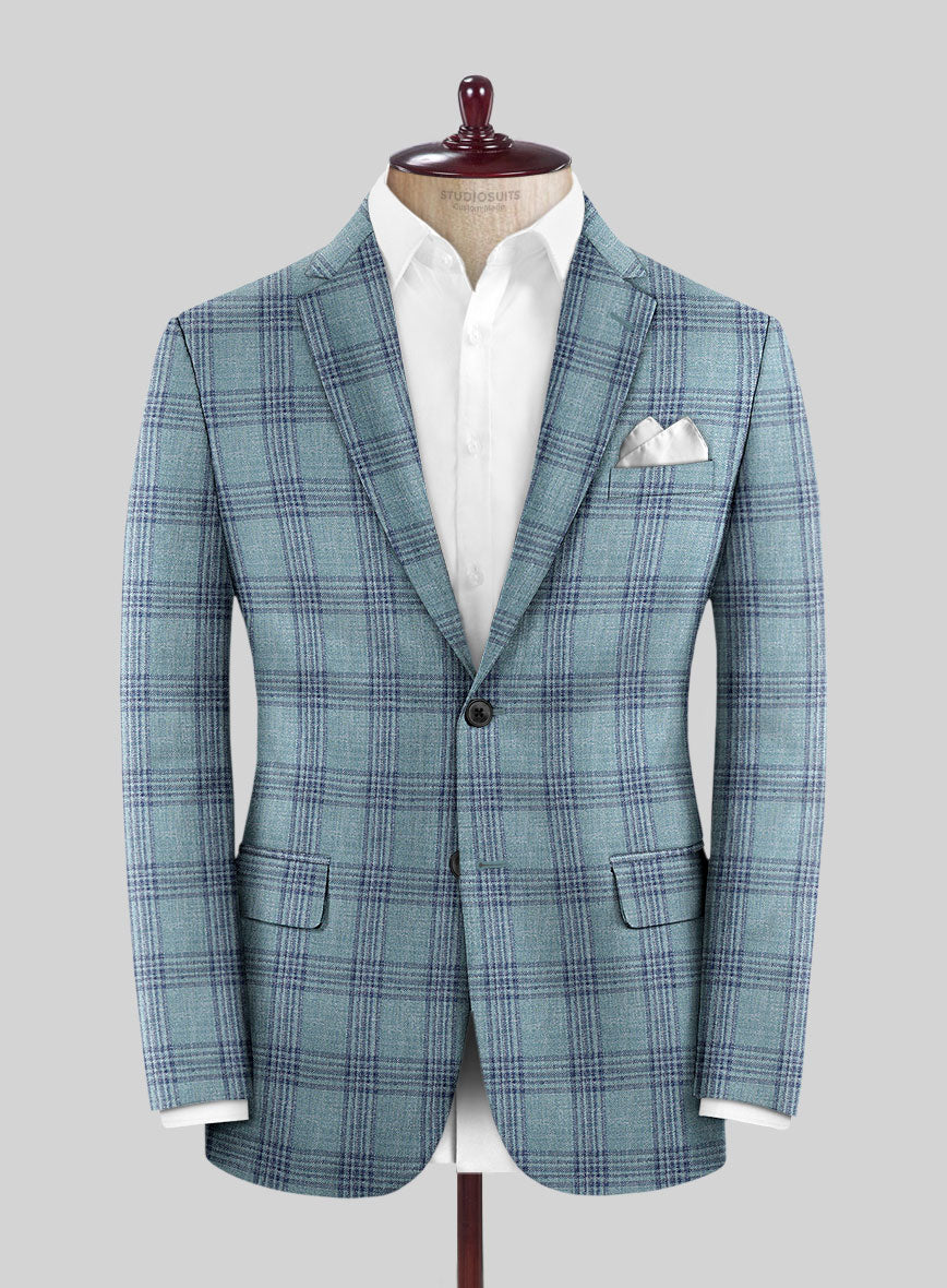Noble Manuelita Blue Wool Silk Linen Suit - StudioSuits
