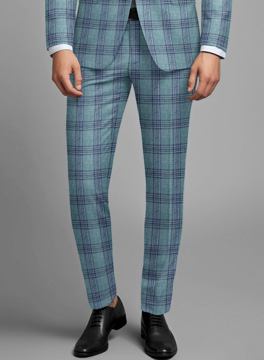 Noble Manuelita Blue Wool Silk Linen Suit - StudioSuits