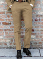 Noble Maple Khaki Wool Silk Linen Pants - StudioSuits