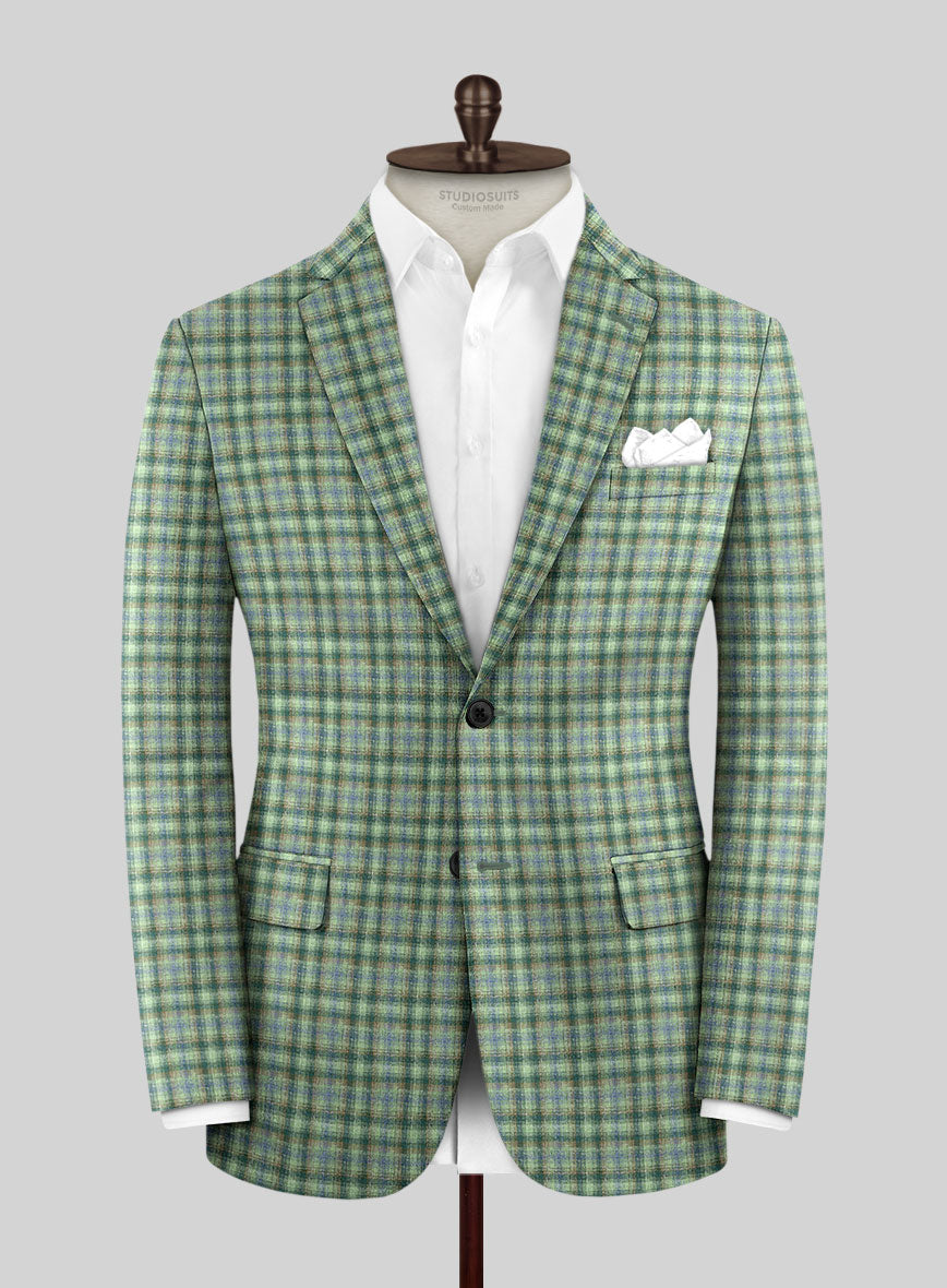 Noble Mariana Green Wool Silk Linen Jacket - StudioSuits