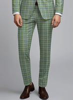 Noble Mariana Green Wool Silk Linen Pants - StudioSuits