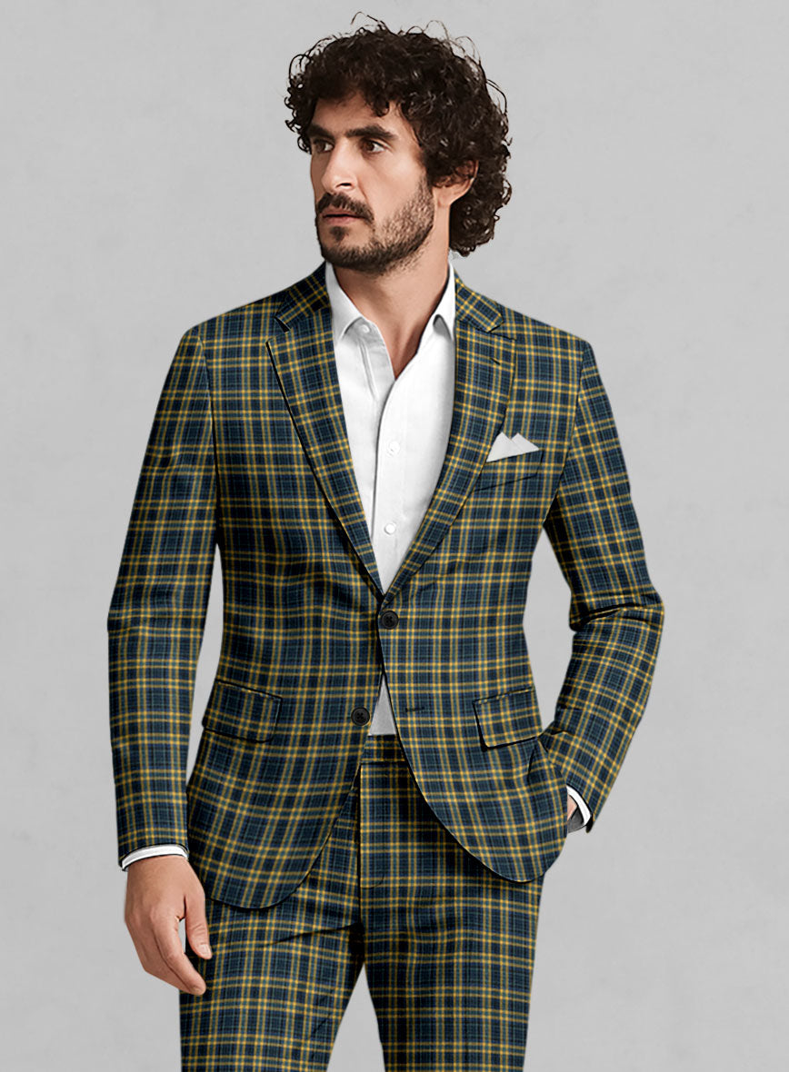 Noble Mario Check Wool Silk Linen Jacket - StudioSuits