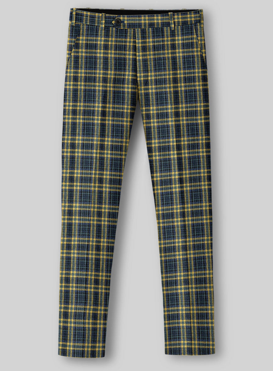 Noble Mario Check Wool Silk Linen Pants - StudioSuits